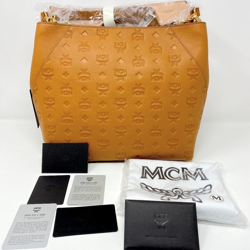 MCM Klara Medium Monogrammed Leather Hobo Bag